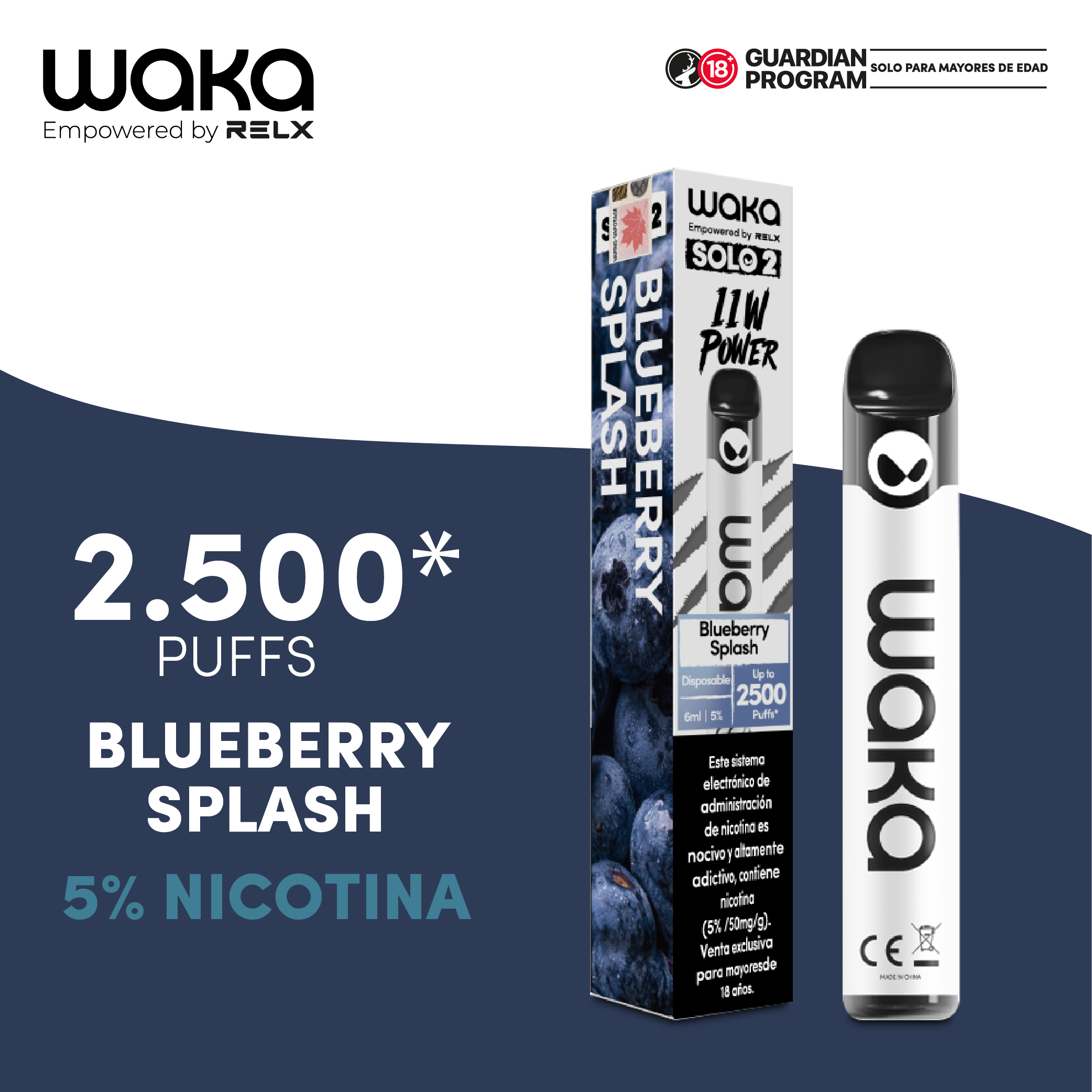 WAKA solo 2 2500 puffs - Blueberry Splash