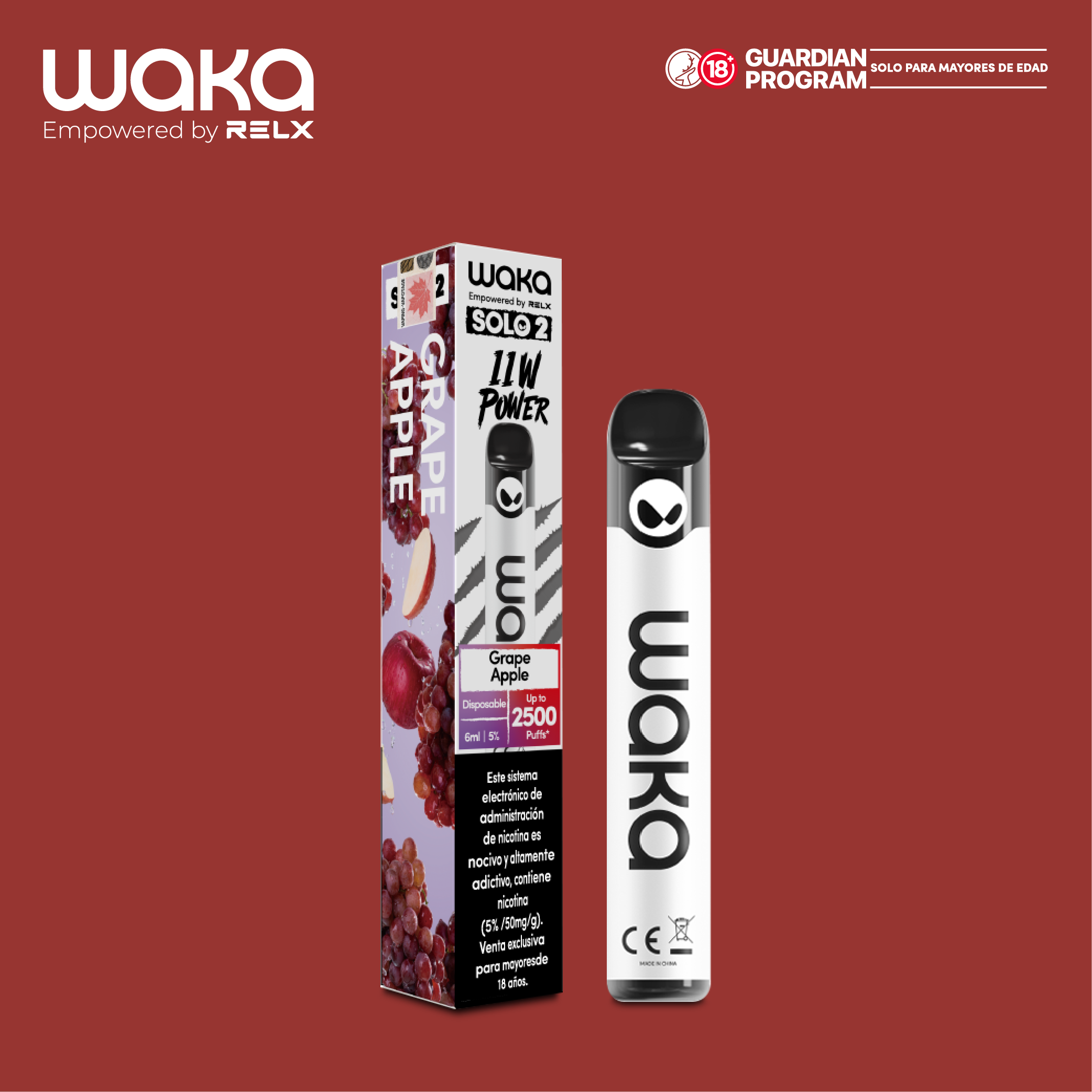 WAKA solo 2 2500 puffs - Grape Apple