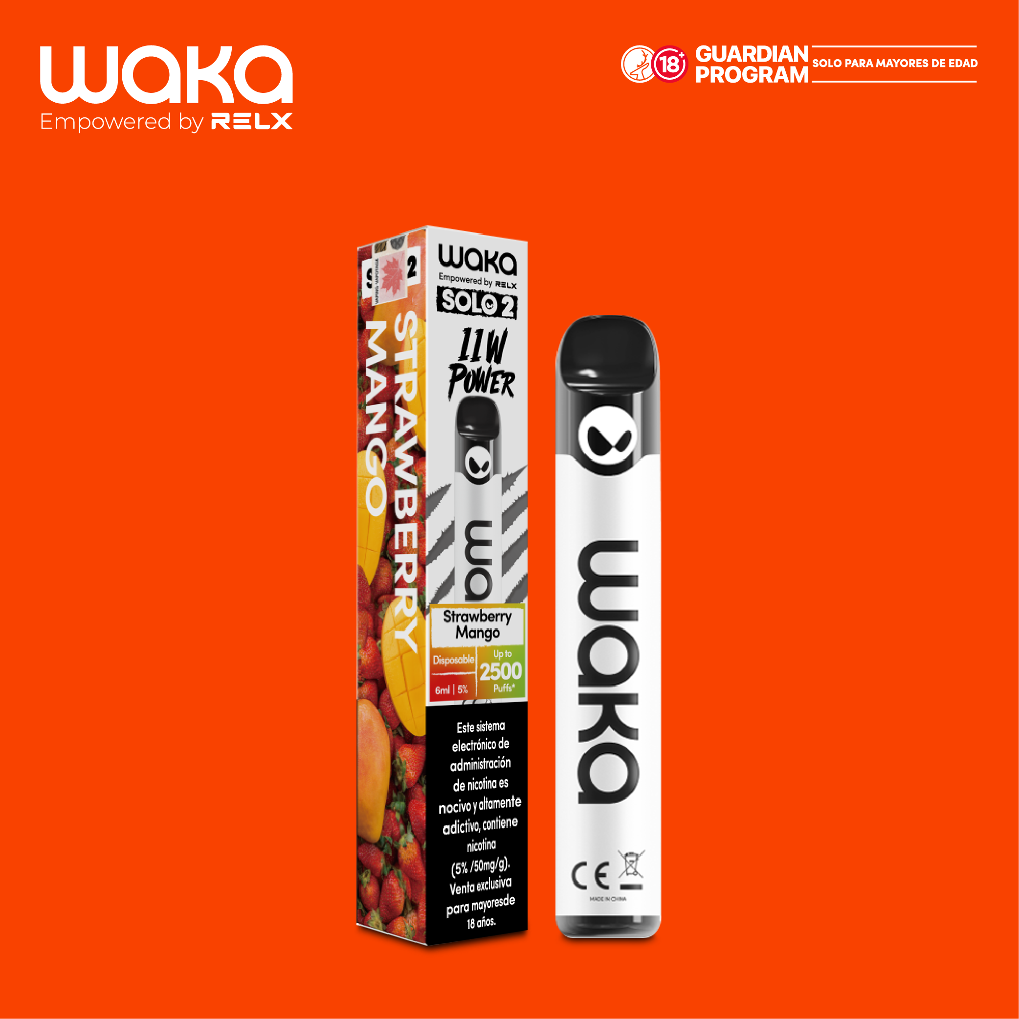 WAKA solo 2 2500 puffs - Strawberry Mango