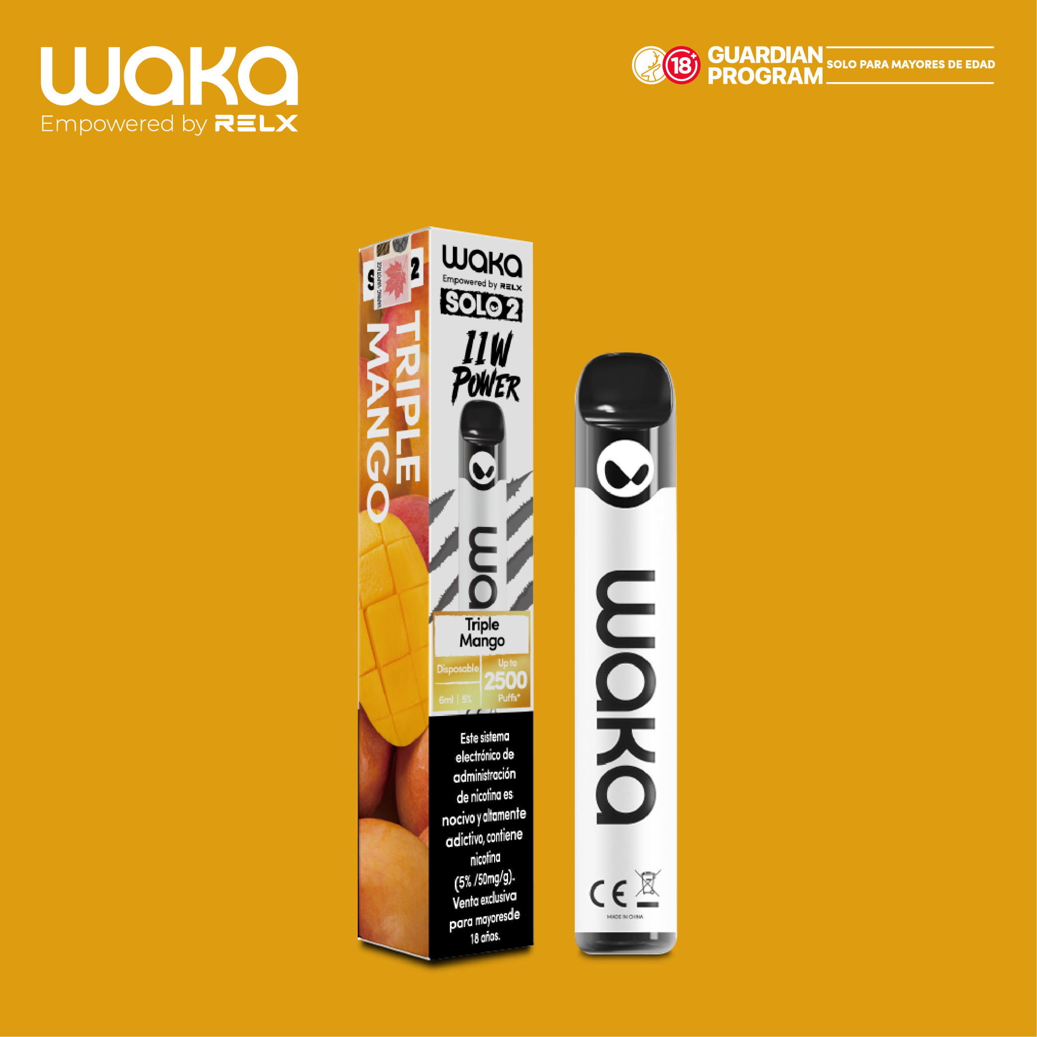 WAKA solo 2 2500 puffs - Triple Mango