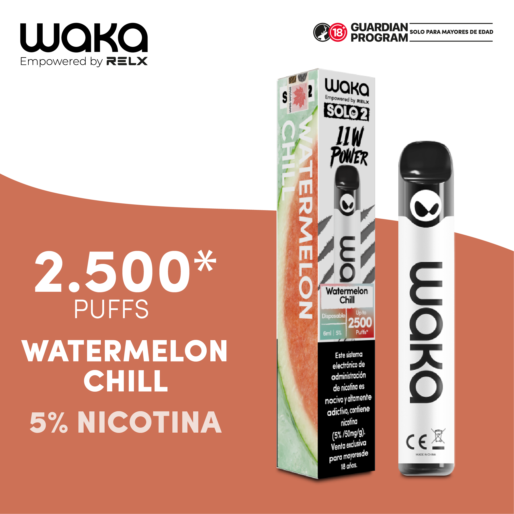 WAKA solo 2 2500 puffs - Watermelon Chill