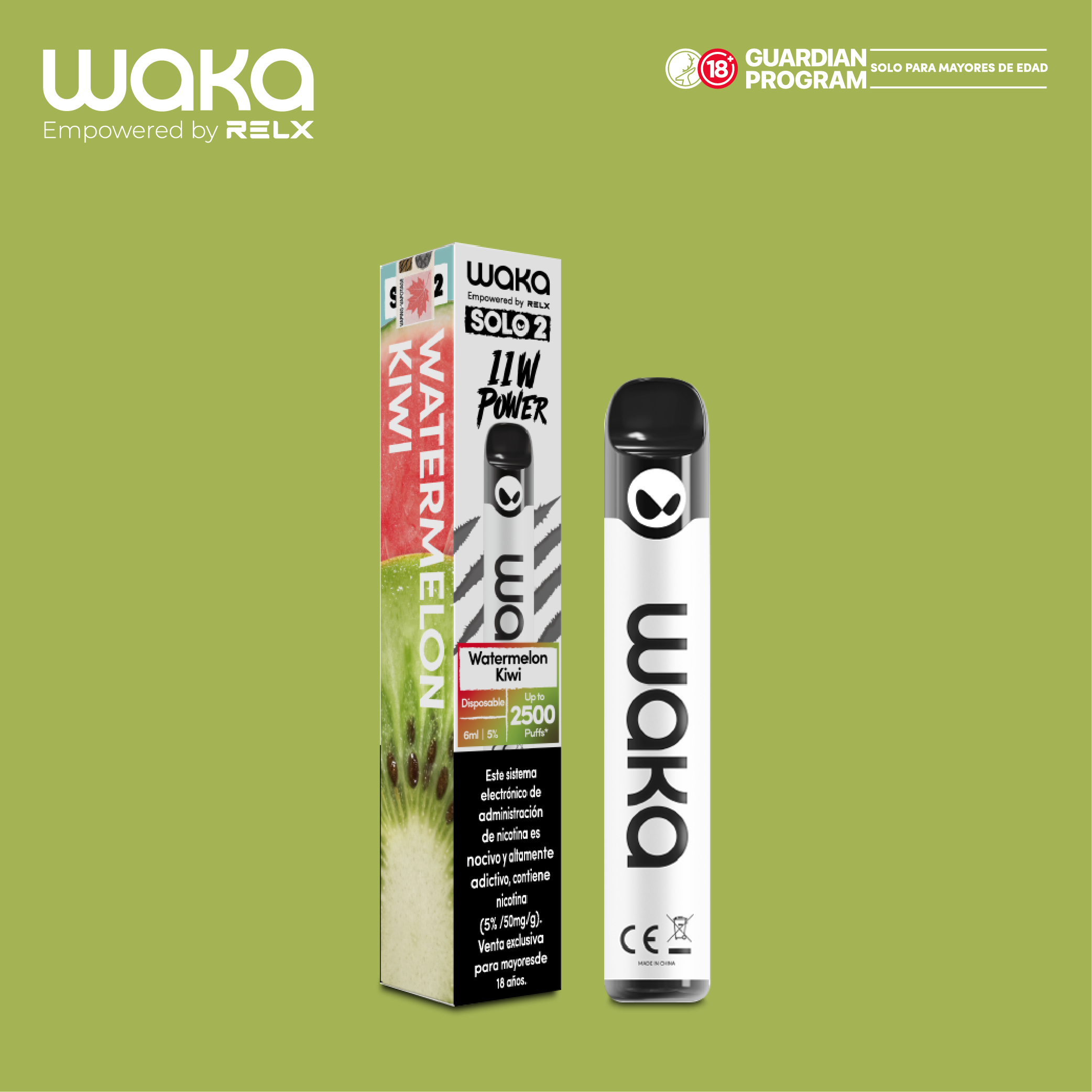 WAKA solo 2 2500 puffs - Watermelon Kiwi